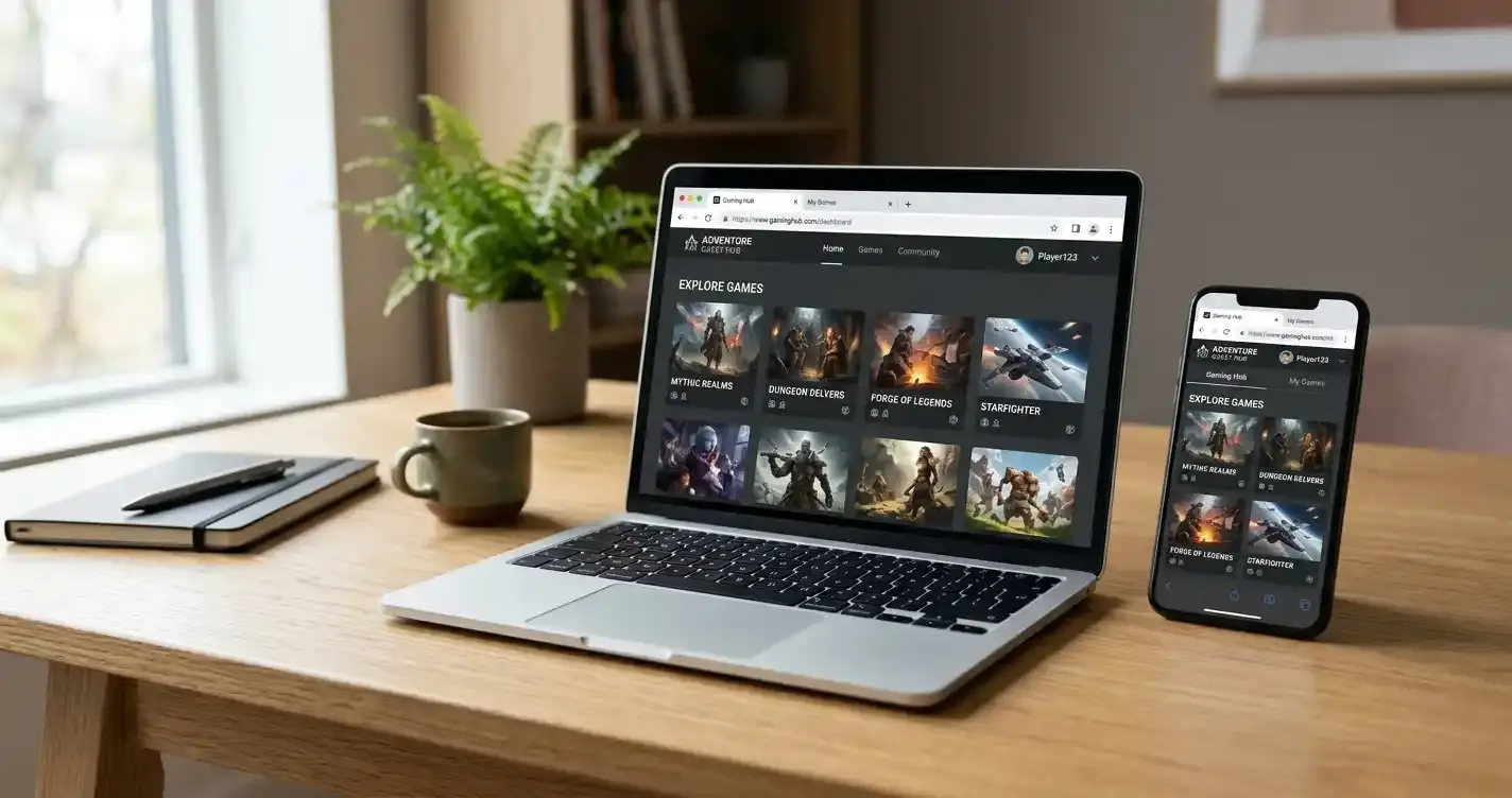 Im Browser geöffnetes Online-Casino auf Laptop und Smartphone ohne installierte Software